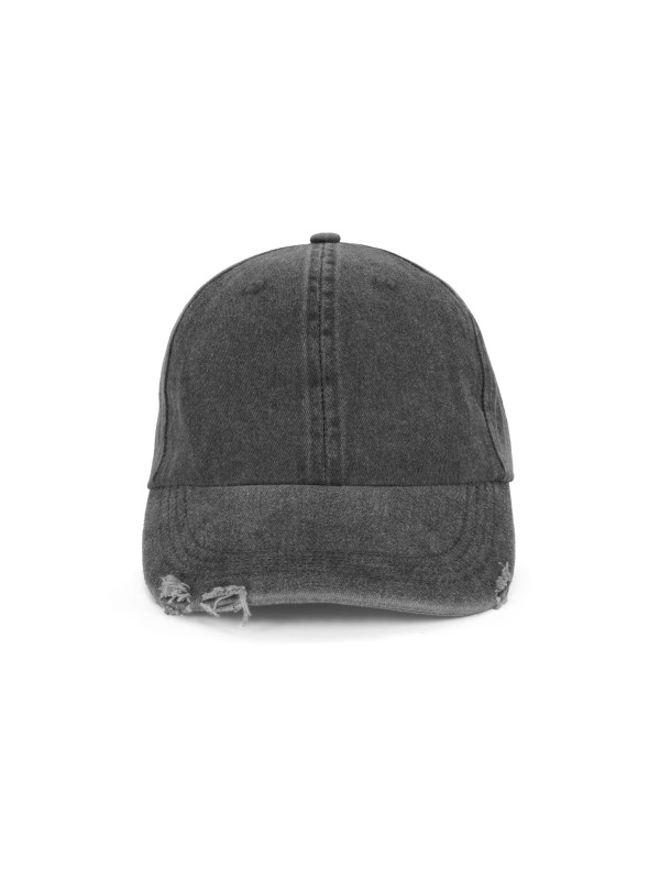 Boné vintage com efeito rasgado - 6 painéis