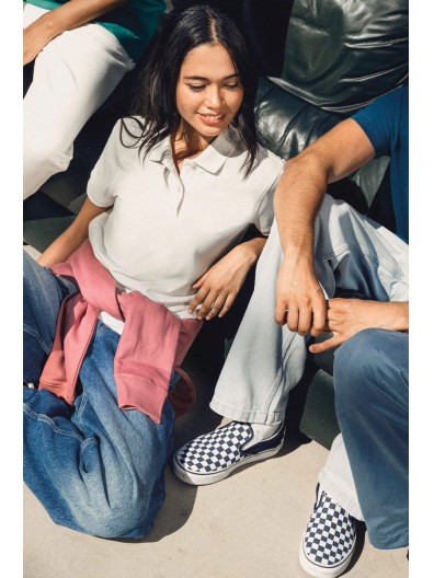 Polo eco-respons�vel em malha piqu� de senhora