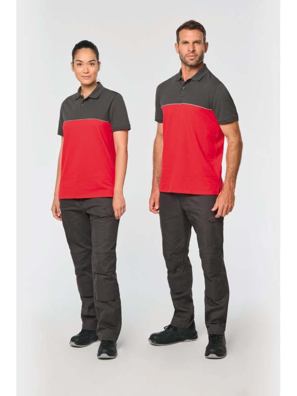 Polo bicolor de manga curta eco-respons�vel unissexo