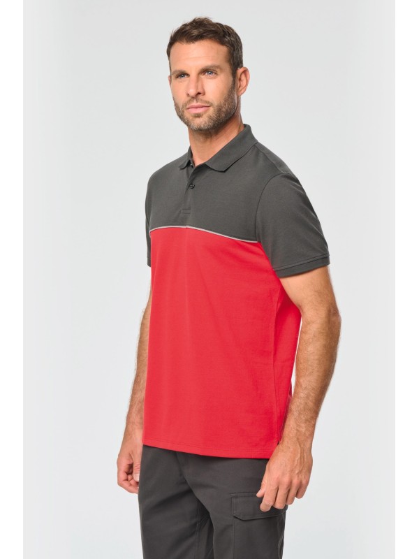 Polo bicolor de manga curta eco-respons�vel unissexo