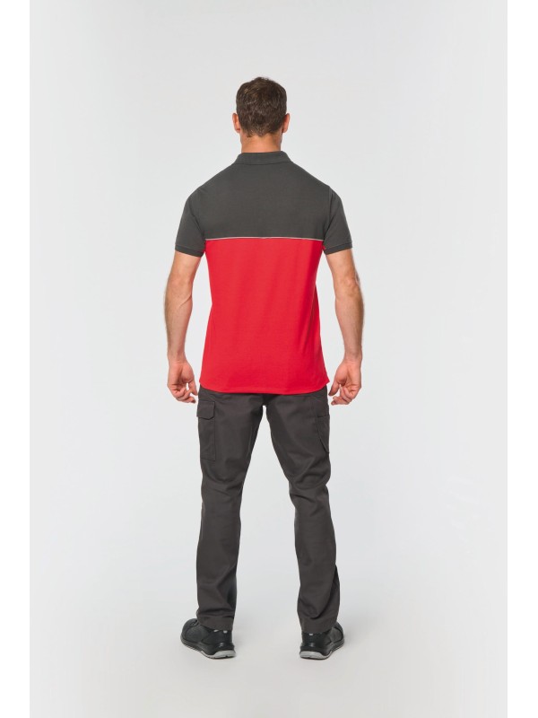 Polo bicolor de manga curta eco-respons�vel unissexo