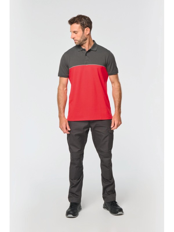 Polo bicolor de manga curta eco-respons�vel unissexo