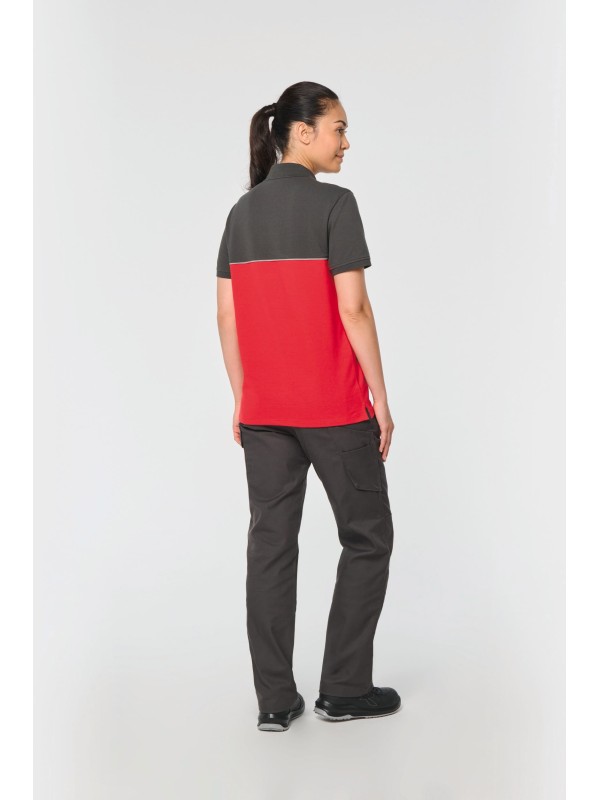 Polo bicolor de manga curta eco-respons�vel unissexo