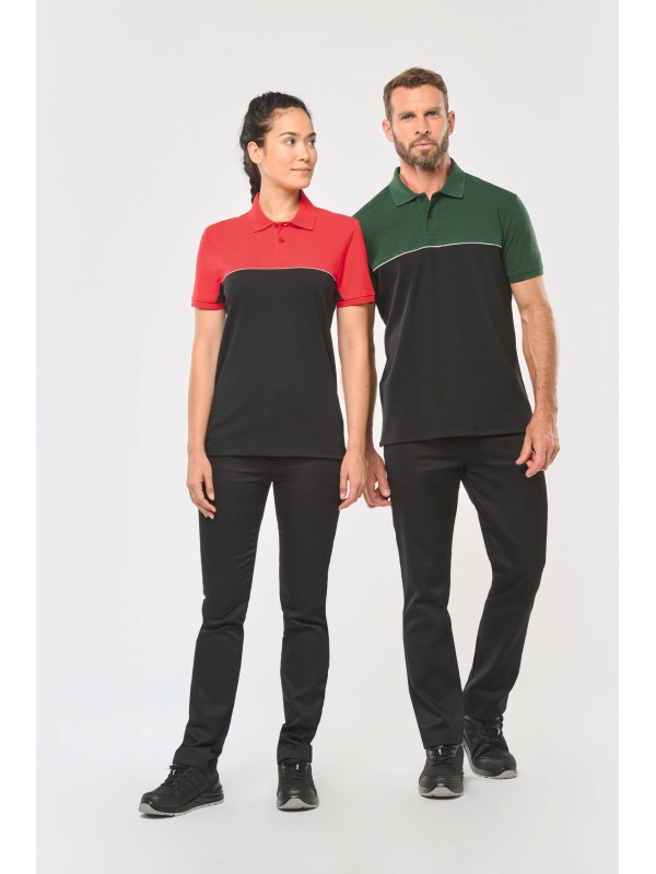 Polo bicolor de manga curta eco-respons�vel unissexo