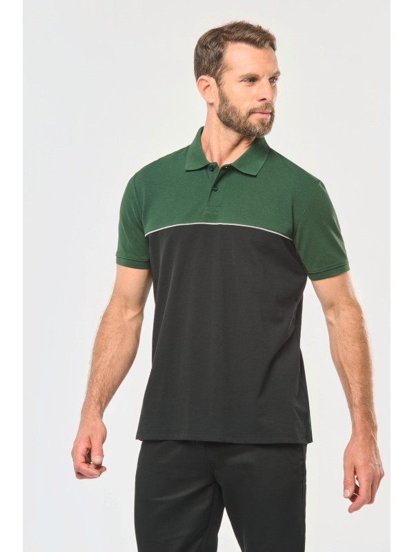Polo bicolor de manga curta eco-respons�vel unissexo