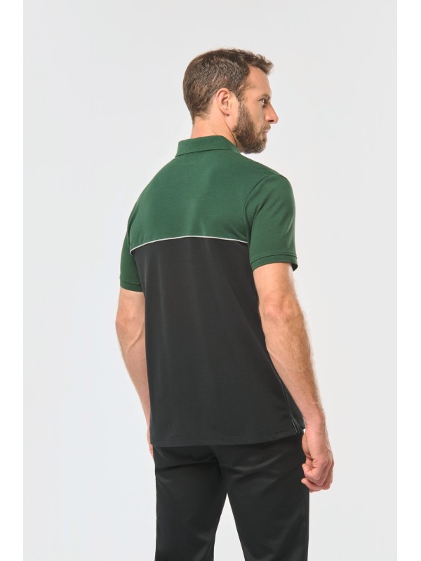 Polo bicolor de manga curta eco-respons�vel unissexo
