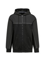 Casaco cardado bicolor com fecho e capuz eco-responsvel unissexo - WK410X