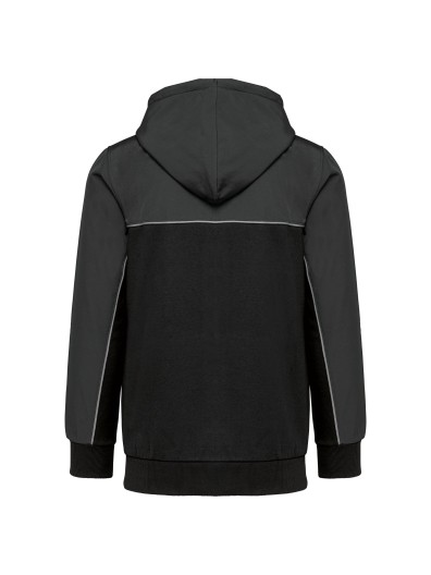 Casaco cardado bicolor com fecho e capuz eco-responsvel unissexo - WK410X