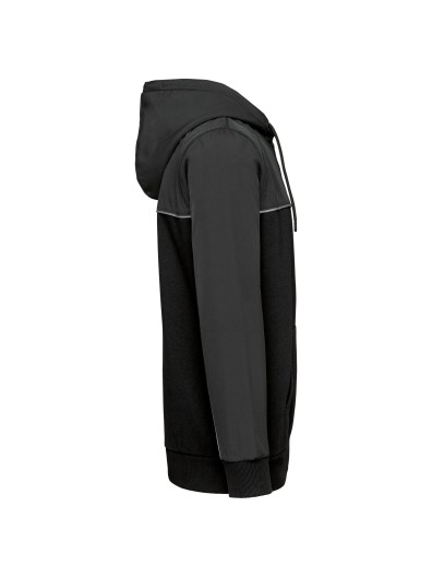 Casaco cardado bicolor com fecho e capuz eco-responsvel unissexo - WK410X