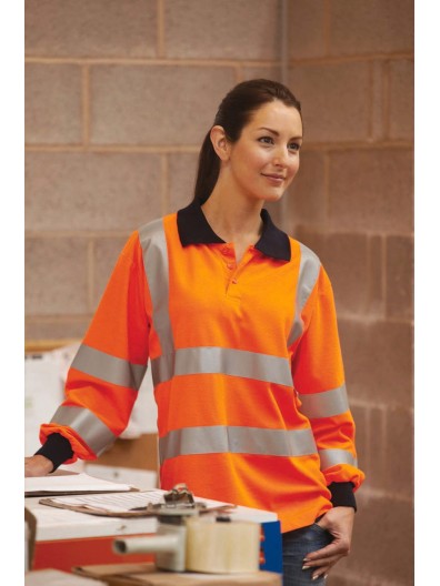 Polo de manga comprida de alta visibilidade - YHVJ310