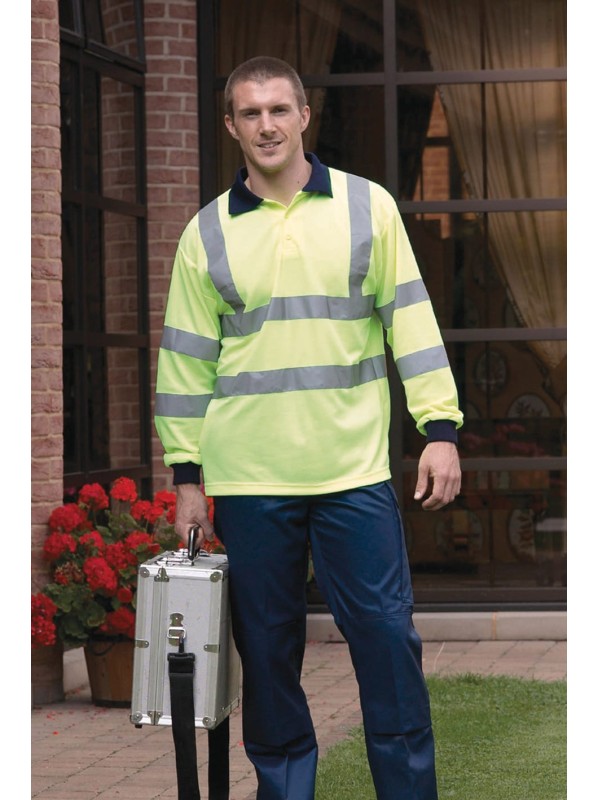 Polo de manga comprida de alta visibilidade - YHVJ310