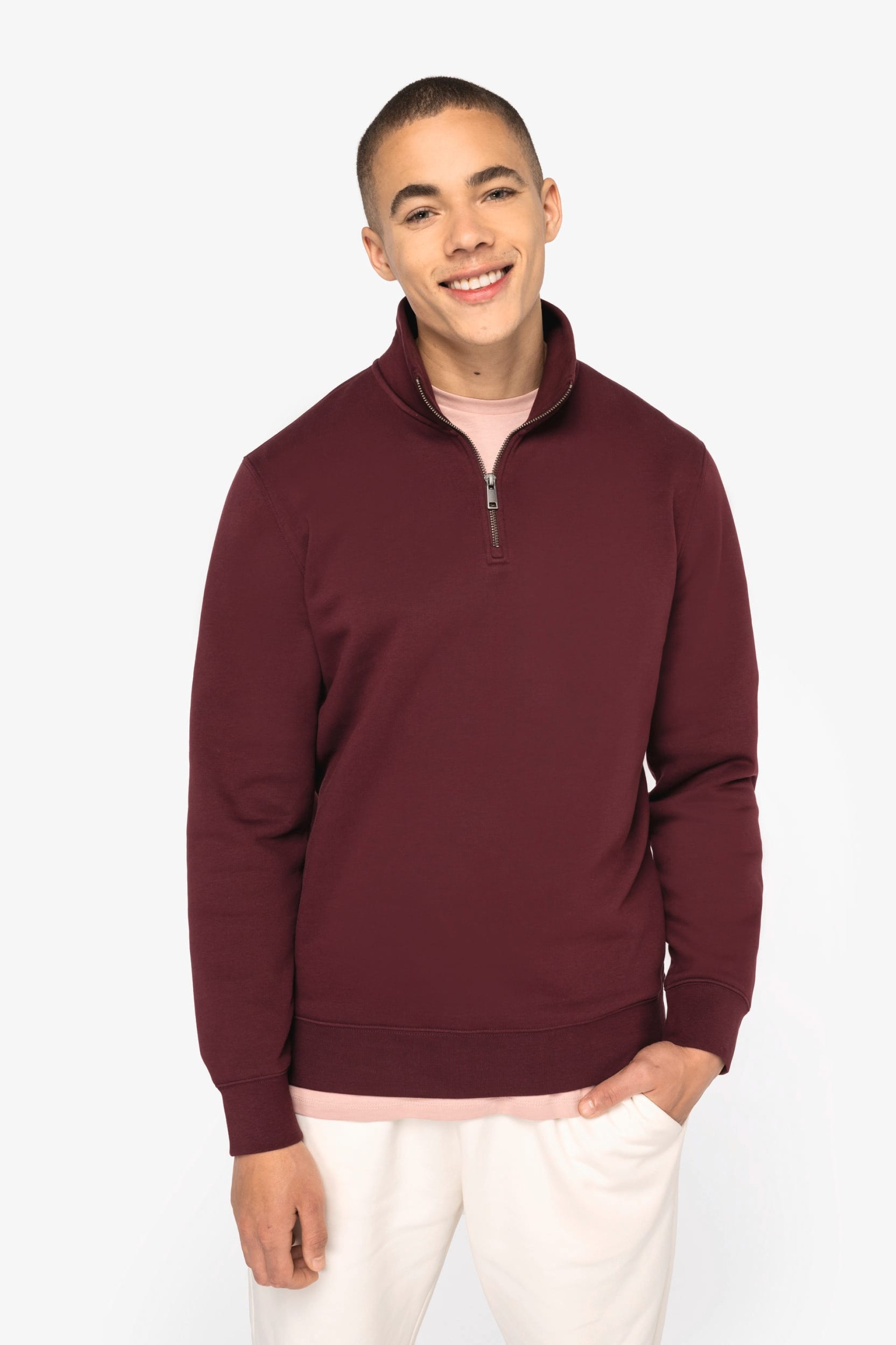 Sweatshirt eco-responsável gola subida 1/2 fecho de homem