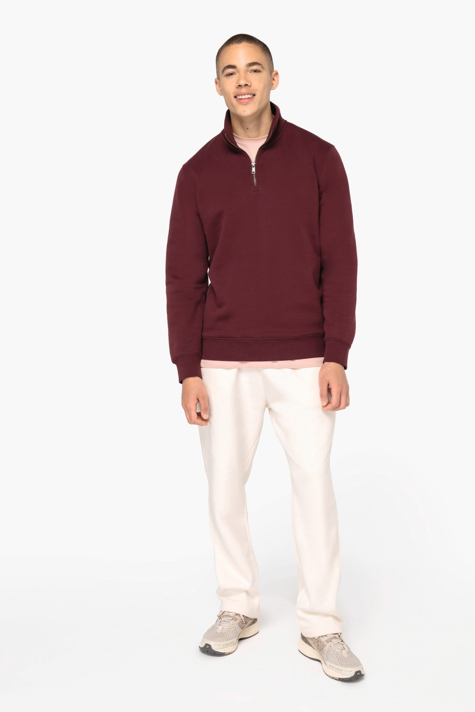 Sweatshirt eco-responsável gola subida 1/2 fecho de homem