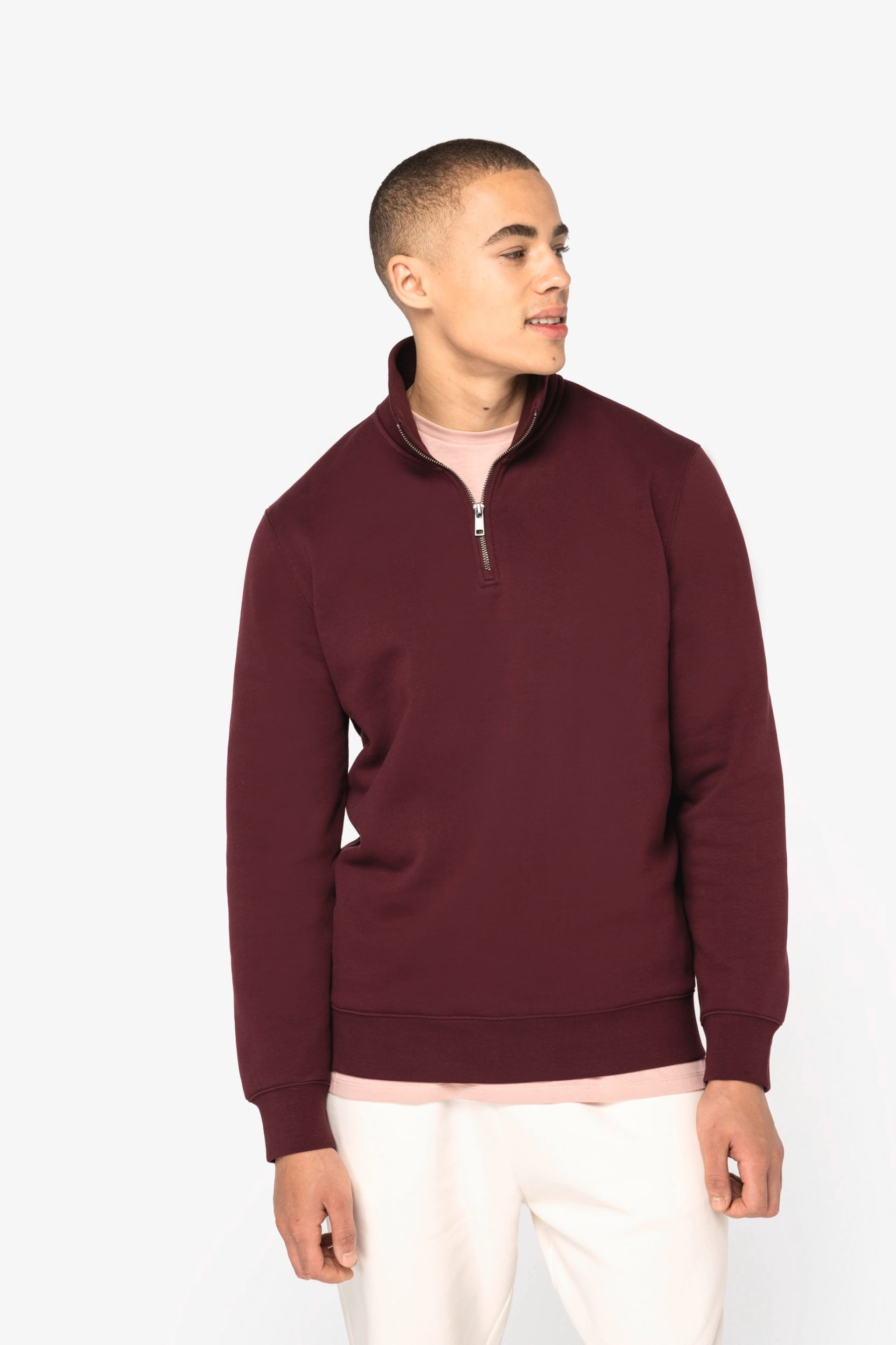 Sweatshirt eco-responsável gola subida 1/2 fecho de homem