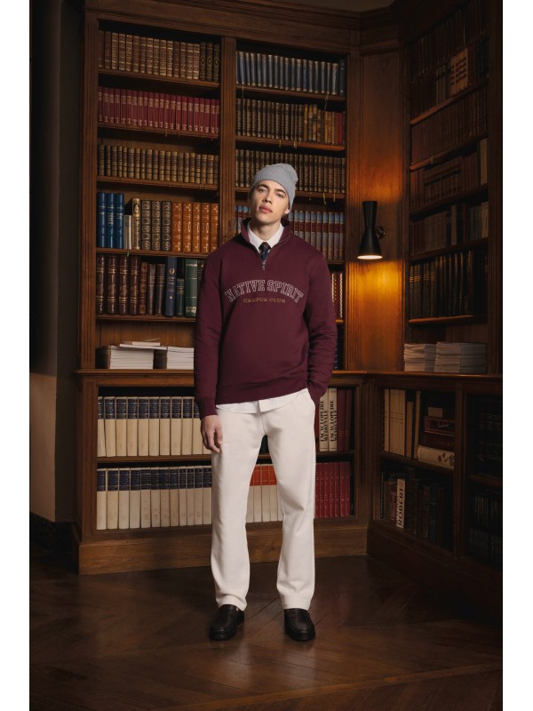 Sweatshirt eco-respons�vel gola subida 1/2 fecho de homem