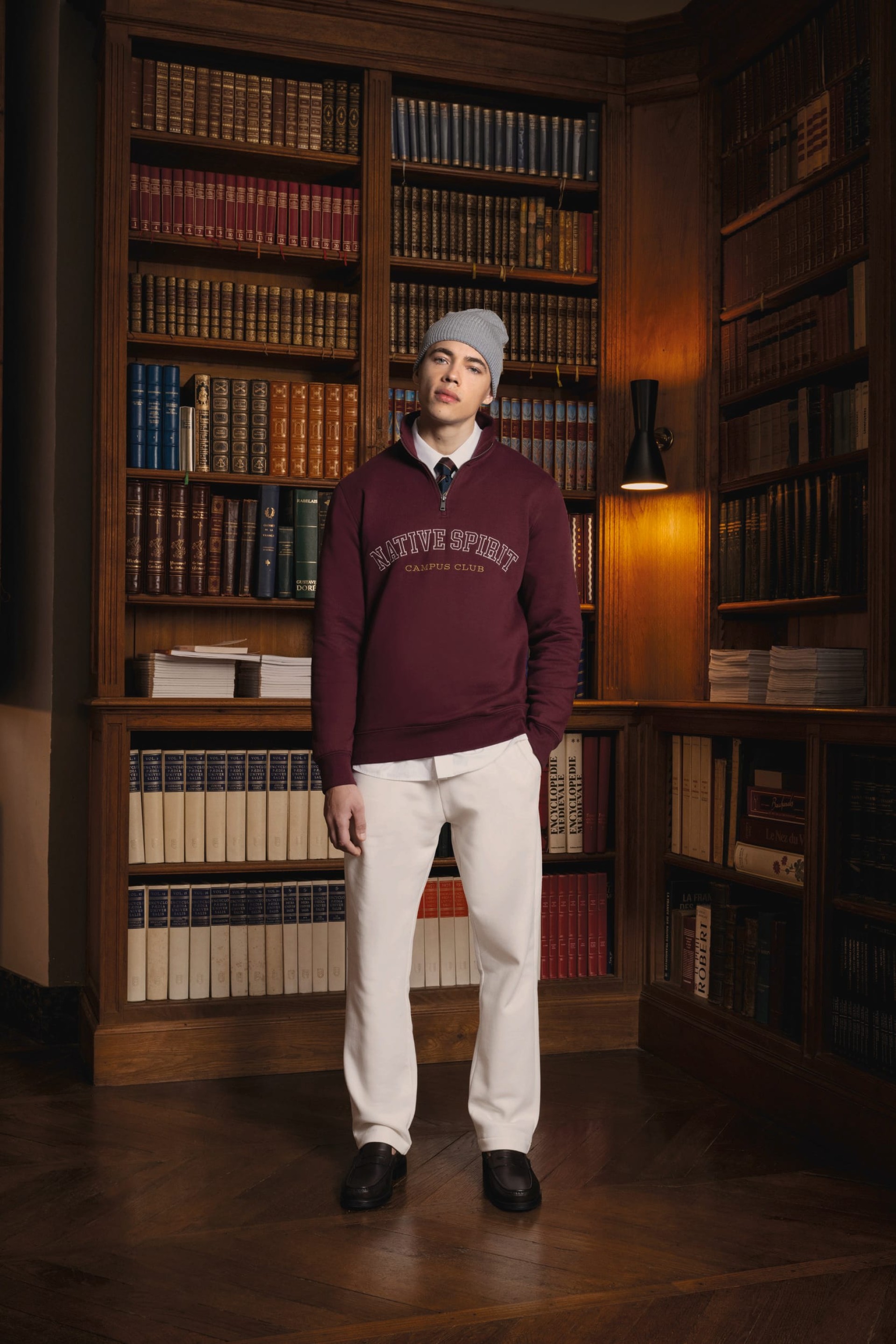 Sweatshirt eco-responsável gola subida 1/2 fecho de homem