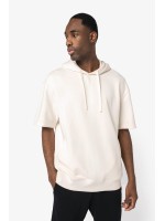 Sweatshirt eco-responsvel com capuz e ombros descados manga curta French Terry unissexo
