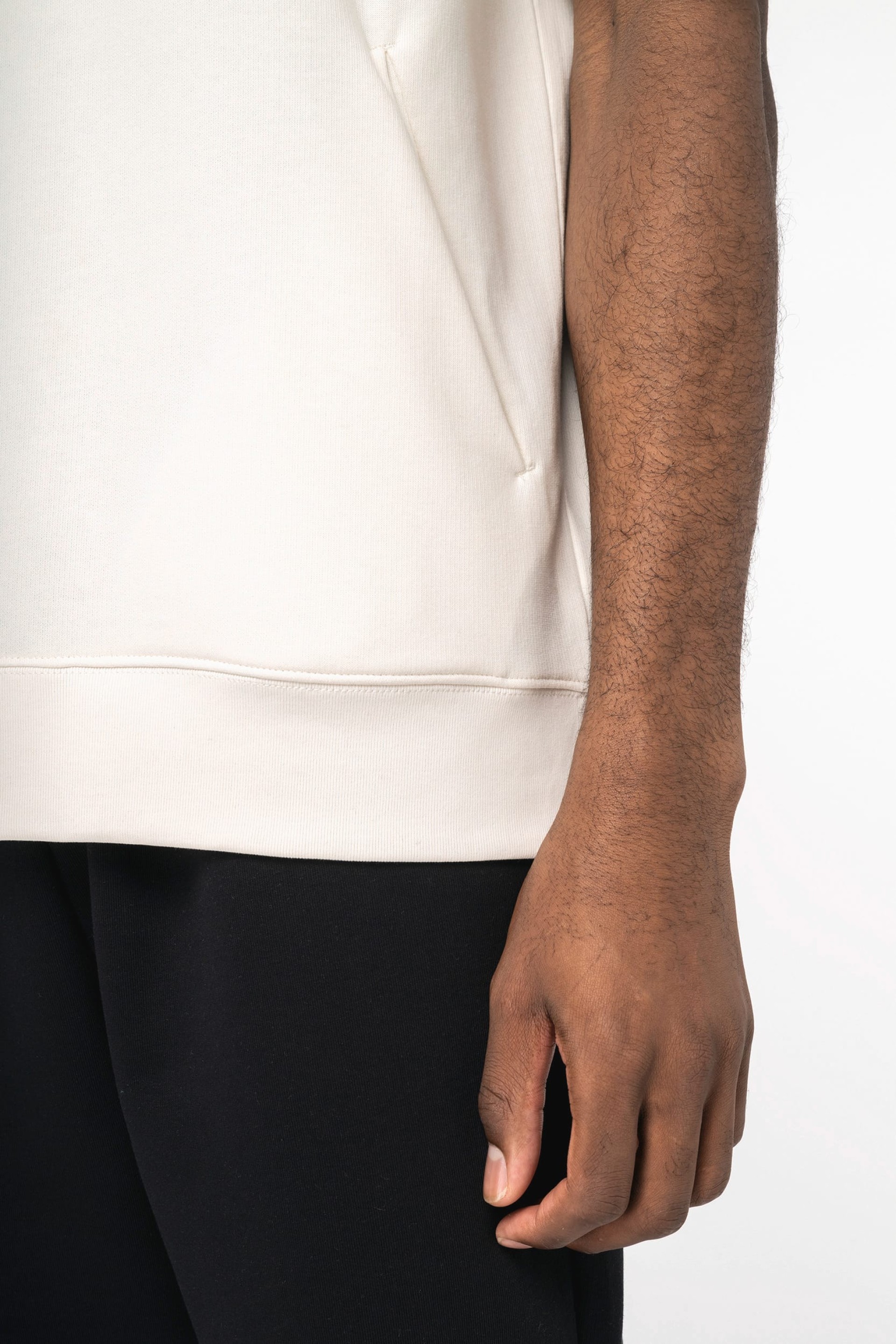 Sweatshirt eco-responsável com capuz e ombros descaídos manga curta French Terry unissexo