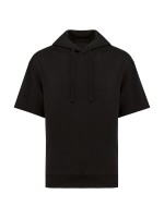 Sweatshirt eco-responsvel com capuz e ombros descados manga curta French Terry unissexo