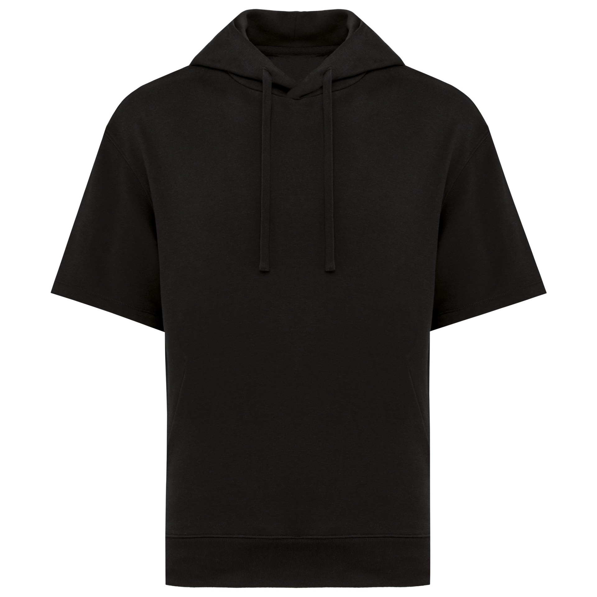 Sweatshirt eco-responsável com capuz e ombros descaídos manga curta French Terry unissexo