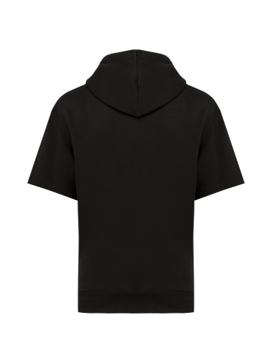 Sweatshirt eco-responsvel com capuz e ombros descados manga curta French Terry unissexo