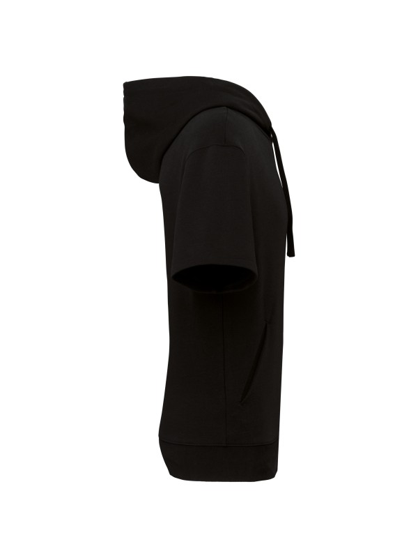 Sweatshirt eco-responsvel com capuz e ombros descados manga curta French Terry unissexo