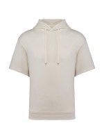 Sweatshirt eco-responsvel com capuz e ombros descados manga curta French Terry unissexo
