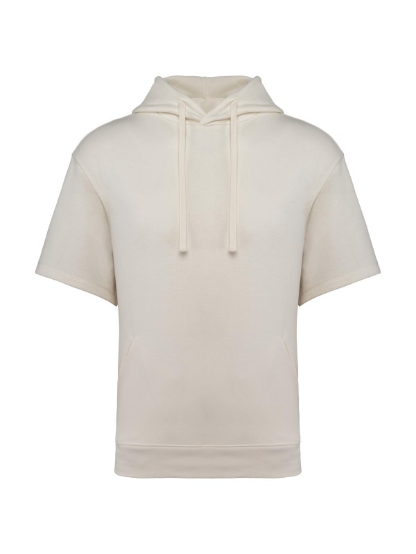 Sweatshirt eco-responsvel com capuz e ombros descados manga curta French Terry unissexo