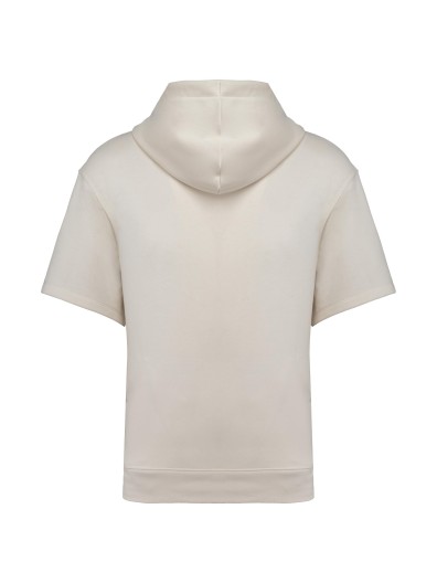 Sweatshirt eco-responsvel com capuz e ombros descados manga curta French Terry unissexo