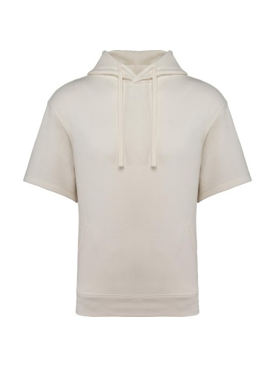 Sweatshirt eco-responsvel com capuz e ombros descados manga curta French Terry unissexo