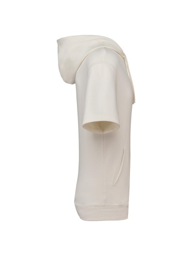 Sweatshirt eco-responsvel com capuz e ombros descados manga curta French Terry unissexo