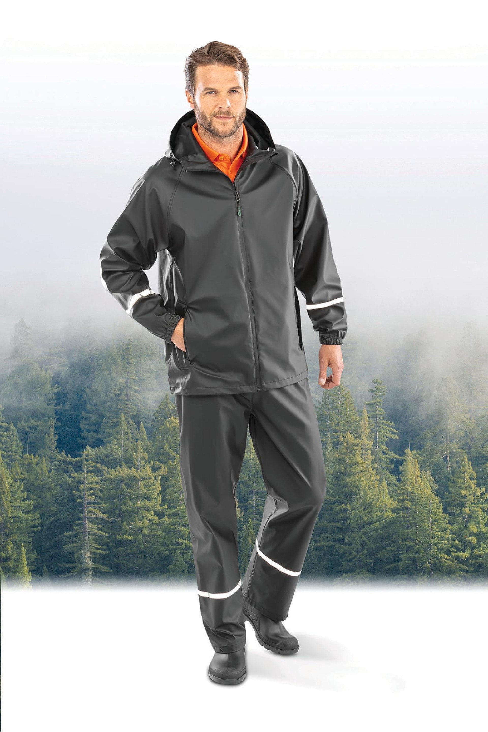 Casaco impermeável Prism PU com faixas refletoras