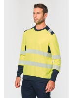 T-shirt de seguran�a em material reciclado decote redondo manga comprida unissexo