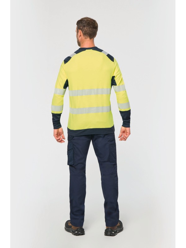 T-shirt de seguran�a em material reciclado decote redondo manga comprida unissexo
