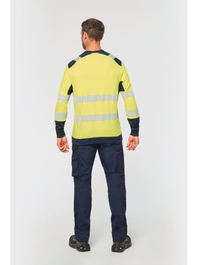 T-shirt de seguran�a em material reciclado decote redondo manga comprida unissexo