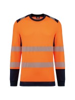 T-shirt de seguran�a em material reciclado decote redondo manga comprida unissexo