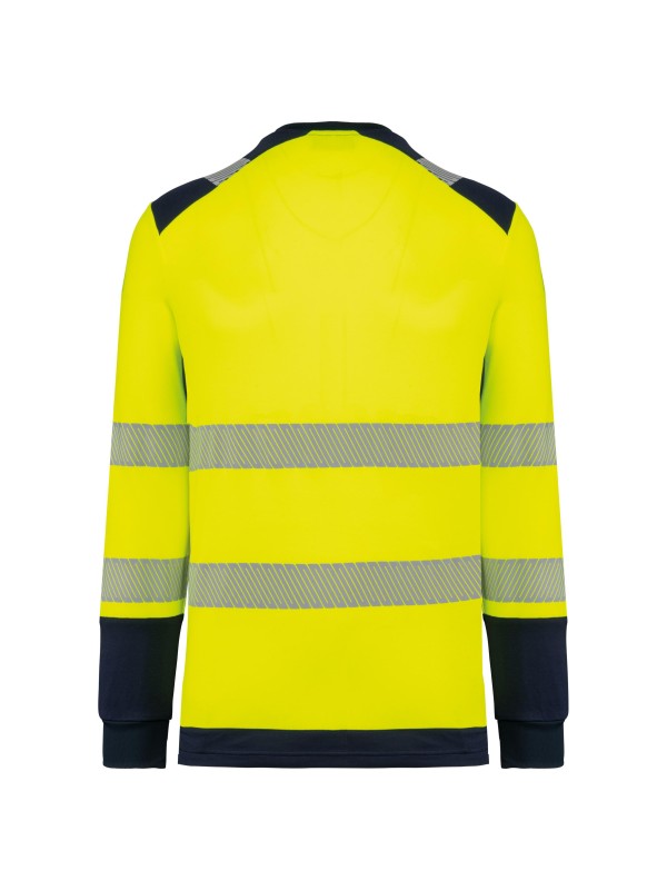 T-shirt de seguran�a em material reciclado decote redondo manga comprida unissexo