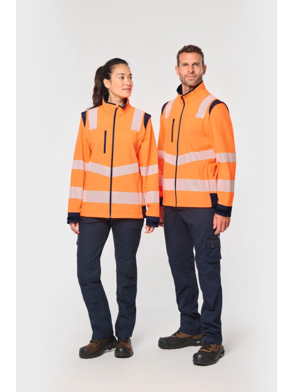 Casaco softshell de seguran�a em material reciclado com mangas amov�veis unissexo