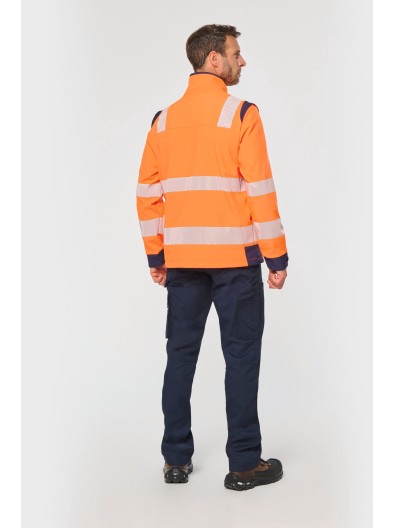 Casaco softshell de seguran�a em material reciclado com mangas amov�veis unissexo