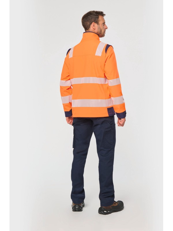 Casaco softshell de seguran�a em material reciclado com mangas amov�veis unissexo