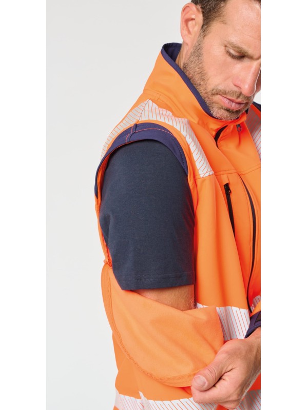 Casaco softshell de seguran�a em material reciclado com mangas amov�veis unissexo