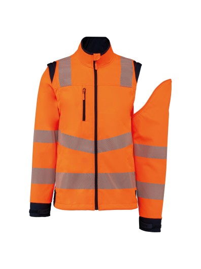 Casaco softshell de seguran�a em material reciclado com mangas amov�veis unissexo