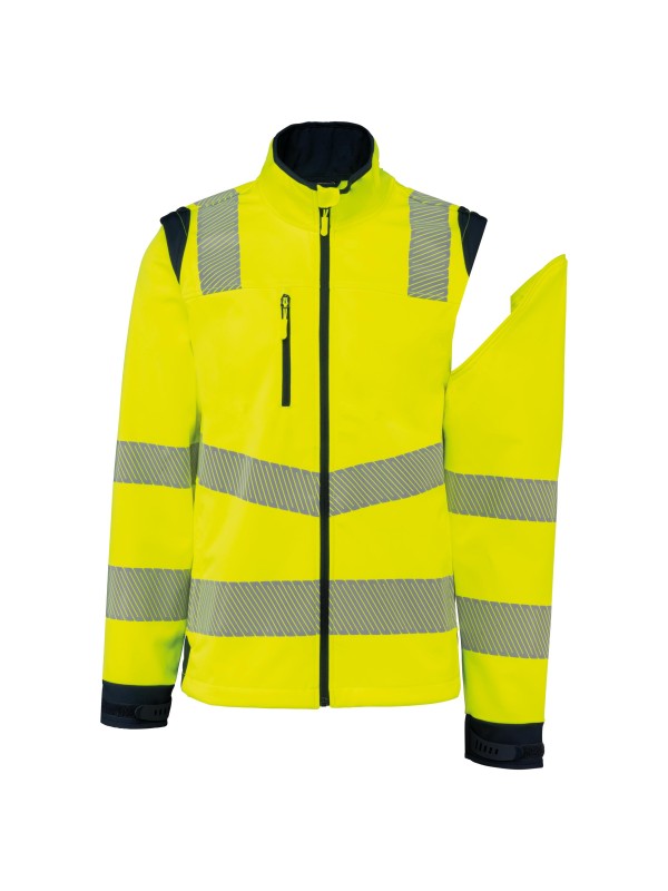 Casaco softshell de segurança em material reciclado com mangas amovíveis unissexo