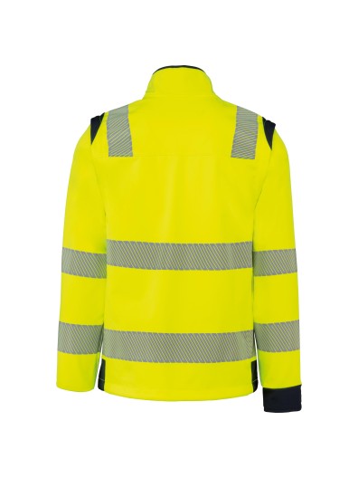 Casaco softshell de segurança em material reciclado com mangas amovíveis unissexo Casaco softshell de segurança em material reciclado com mangas amovíveis unissexo