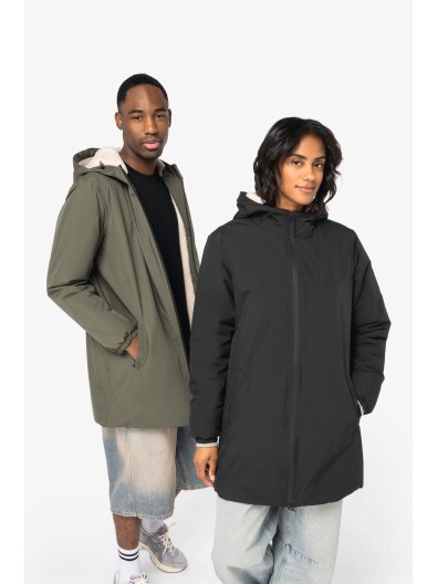 Casaco eco-responsvel impermevel com forro em sherpa unissexo