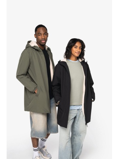 Casaco eco-responsvel impermevel com forro em sherpa unissexo