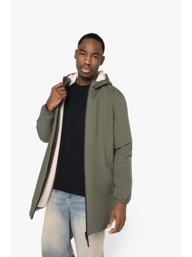 Casaco eco-responsvel impermevel com forro em sherpa unissexo