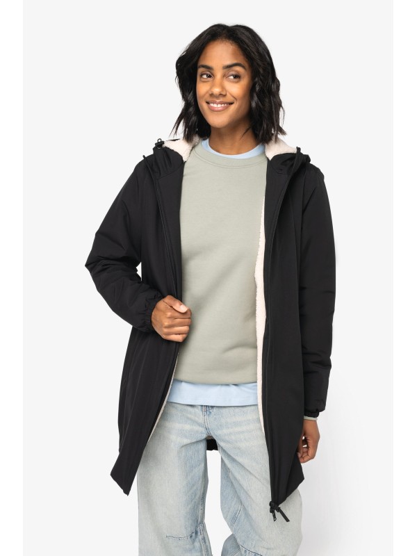 Casaco eco-responsvel impermevel com forro em sherpa unissexo