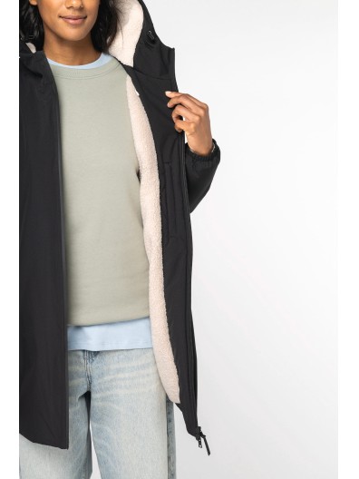 Casaco eco-responsvel impermevel com forro em sherpa unissexo