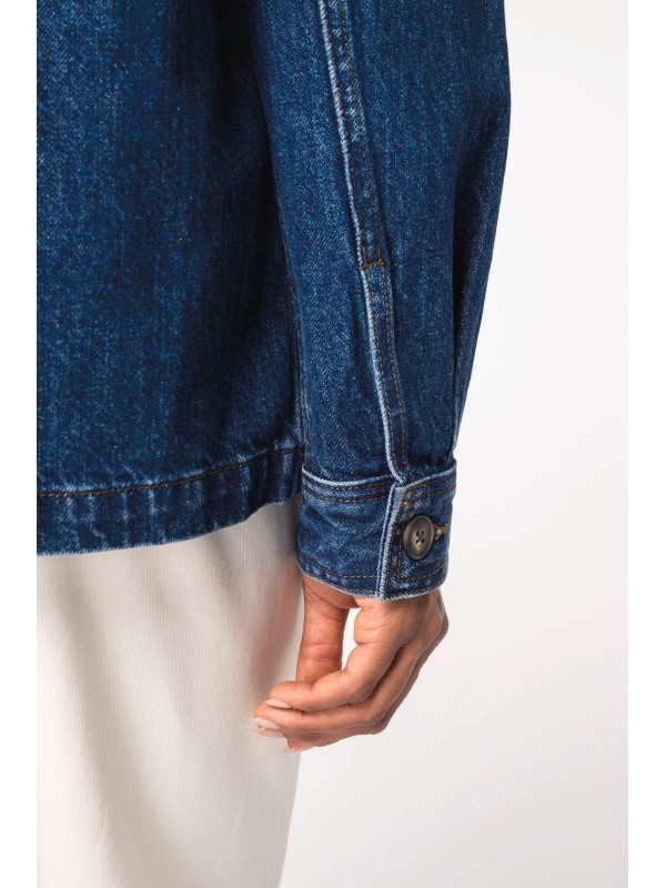 Casaco de ganga eco-respons�vel com ombros desca�dos unissexo